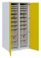EUROMEDICA D - 90 ABS skříň léková boxová, 2-dveřová, 1950x900x735, korpus bílý, dvířka žlutá odio